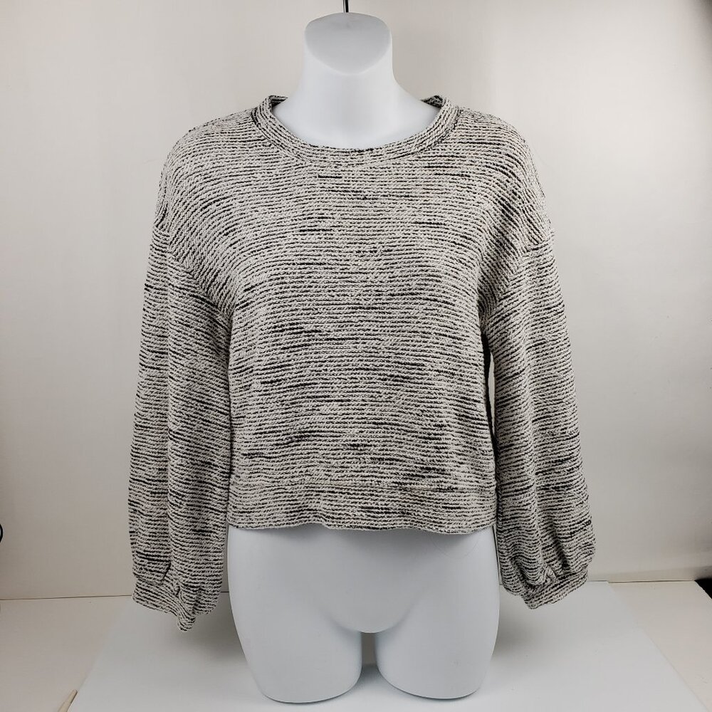 Madewell Texture & Thread XS Black White Sweater Cotton Blend Women Balloon